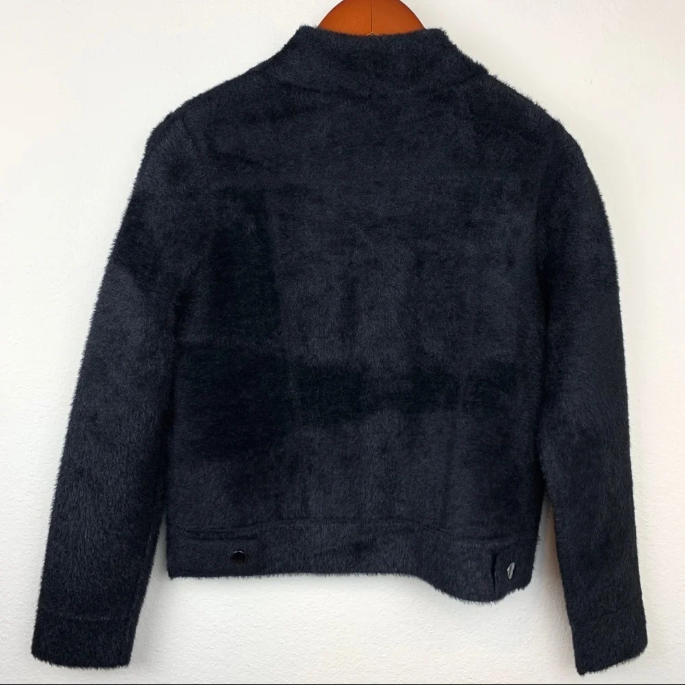 Tahari Wool Fuzzy Teddy Soft Moto Jacket Blazer Soft - Picture 5 of 8